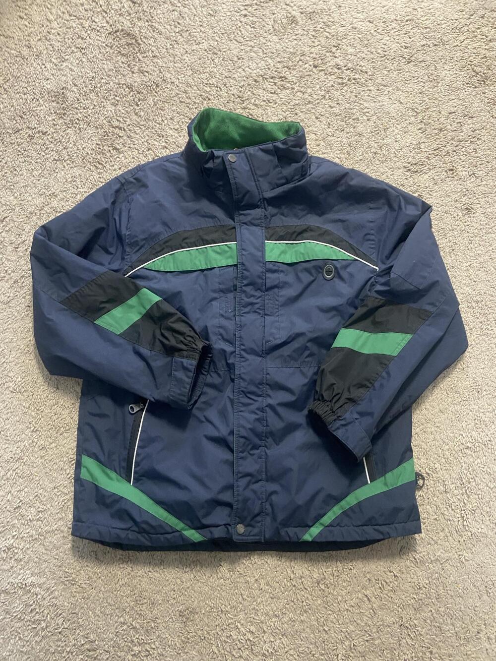 Hawke & Co Jacket Boys XL 18-20 Blue Green Colorblock Fleece Lined Ski Winter